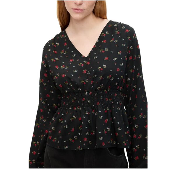 GAP Peplum Ditsy Floral Print Top Black Women's Size Medium - Picture 5 of 10